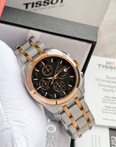 Tissot Men’s Chronograph Quartz Watch – Two-Tone Stainless Steel with Rose Gold Accents